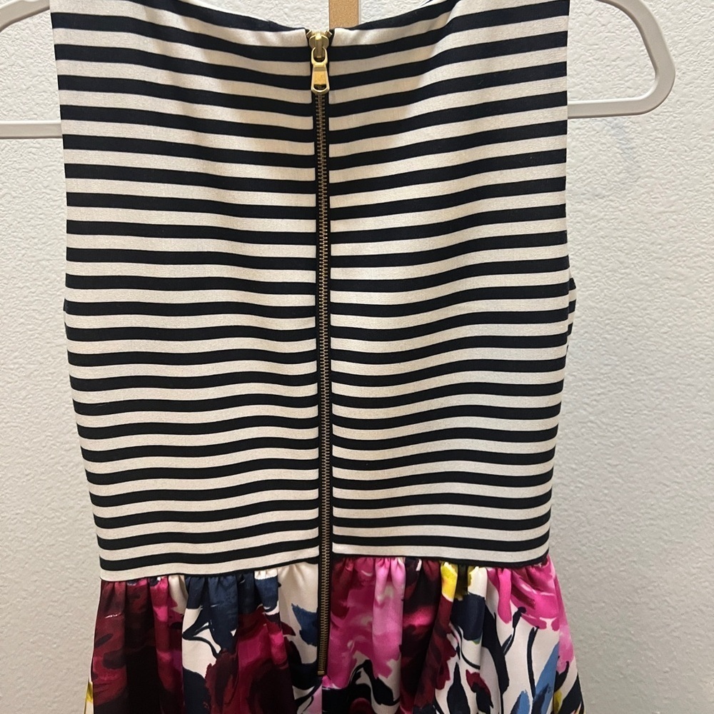 Just Taylor black & white striped pink & yellow floral dress size 6 - Picture 5 of 10
